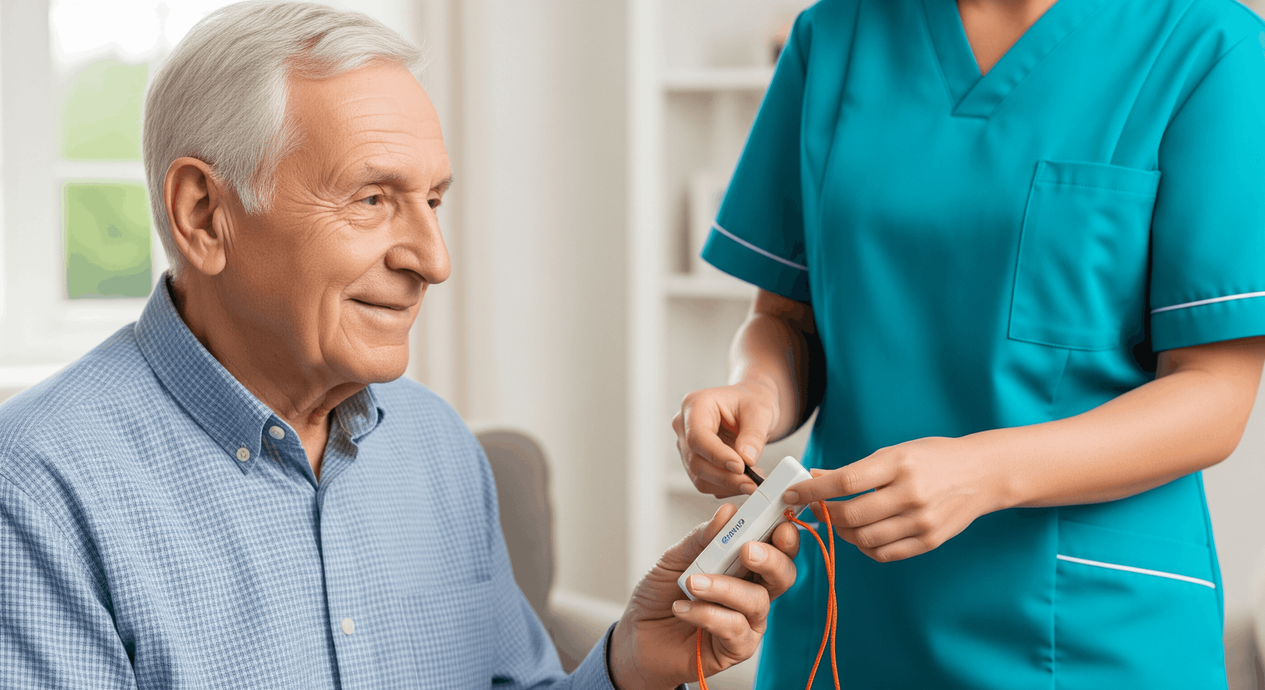 Caregiver discussing care plan with concerned family members at a table